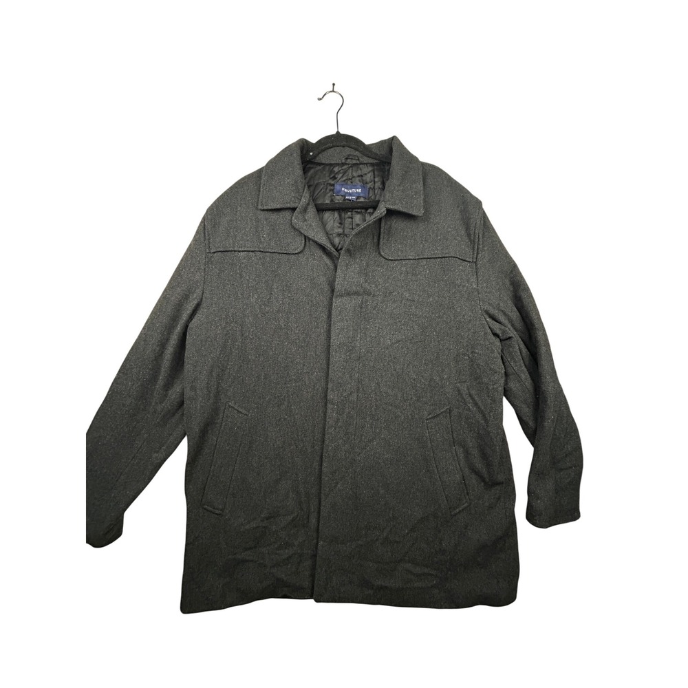 Structure Men's Wool Blend Car Coat L Charcoal Gray Quilted Dark Academia